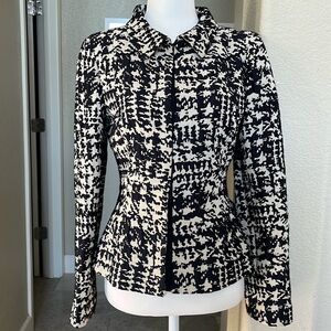 Carolina Herrera Black and White Patterned Blazer Jacket